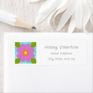 Persoonlijk Bloem Quilt Blok Retouradres Etiket