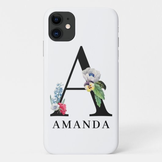 Persoonlijk bloemalfabet A monogram Case-Mate iPhone Case (Achterkant)