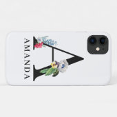Persoonlijk bloemalfabet A monogram Case-Mate iPhone Case (Achterkant (horizontaal))