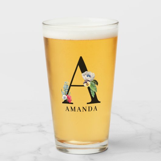 Persoonlijk bloemalfabet A-monogram Glas (Voorkant gevuld)