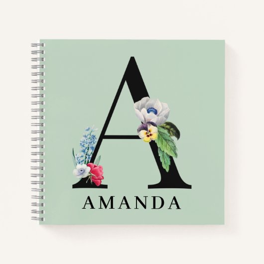 Persoonlijk bloemalfabet A monogram notitieboek (Voorkant)