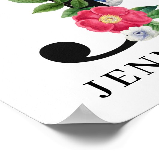 Persoonlijk bloemalfabet J monogram Poster (Hoek)