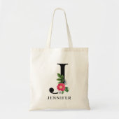 Persoonlijk bloemalfabet J monogram Tote Bag (Voorkant)