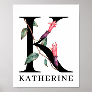 Persoonlijk bloemalfabet K monogram Poster