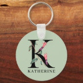 Persoonlijk bloemalfabet K monogram Sleutelhanger (Voorkant)