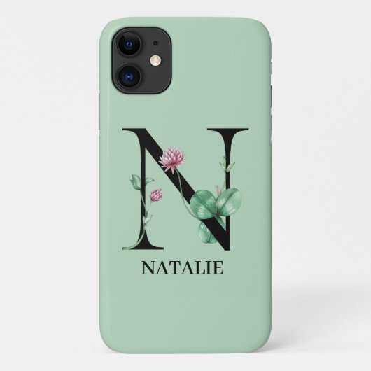 Persoonlijk Bloemalfabet N Monogram Case-Mate iPhone Case (Achterkant)