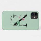 Persoonlijk Bloemalfabet N Monogram Case-Mate iPhone Case (Achterkant (horizontaal))