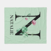 Persoonlijk Bloemalfabet N Monogram Fleece Deken (Voorkant (Horizontaal))