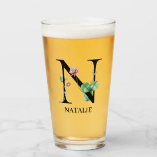 Persoonlijk Bloemalfabet N Monogram Glas