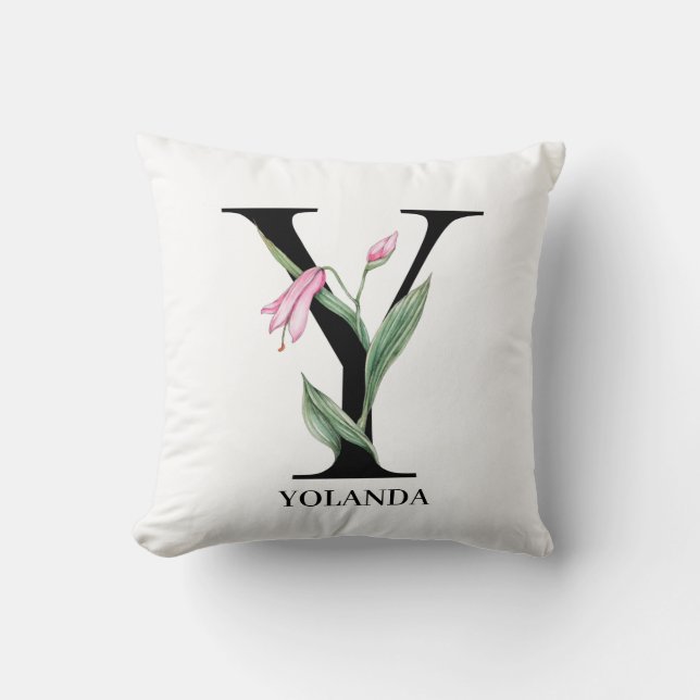 Persoonlijk bloemalfabet Y monogram Kussen (Voorkant)