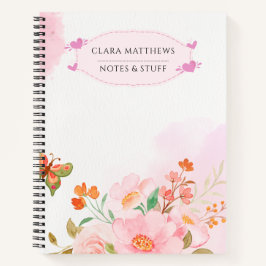 Persoonlijk bloemen vlinder notitieboek