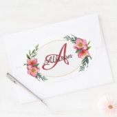 Persoonlijk bloemenaflorogram ovale sticker (Envelop)