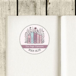 Persoonlijk bloemend boekplaat voor boekenclub ronde sticker