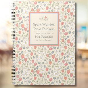 Persoonlijk bloemendagboek voor leraren voor terug notitieboek