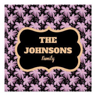 Persoonlijk bloemendecor met familienaam ontwerp perfect poster