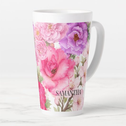 Persoonlijk Bloemendesign Latte Mok (Rechterhoek)