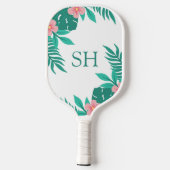 Persoonlijk Bloemendesign met Tropische Initialen Pickleball Paddle (Achterkant)