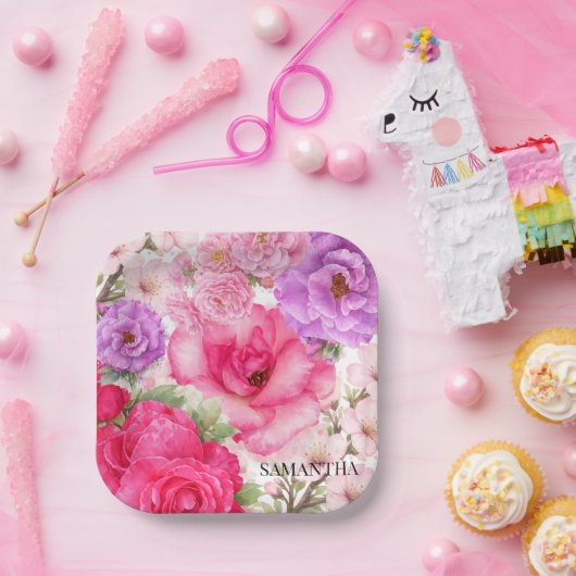 Persoonlijk Bloemendesign Papieren Bordje (Feest)