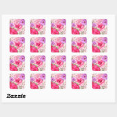 Persoonlijk Bloemendesign Vierkante Sticker (Vel)