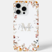 Persoonlijk bloemendessin met monogram Case-Mate iPhone case (Achterkant)