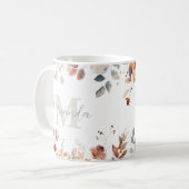 Persoonlijk bloemendessin met monogram koffiemok (Voorkant links)