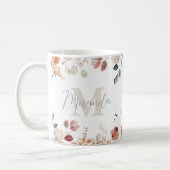 Persoonlijk bloemendessin met monogram koffiemok (Links)