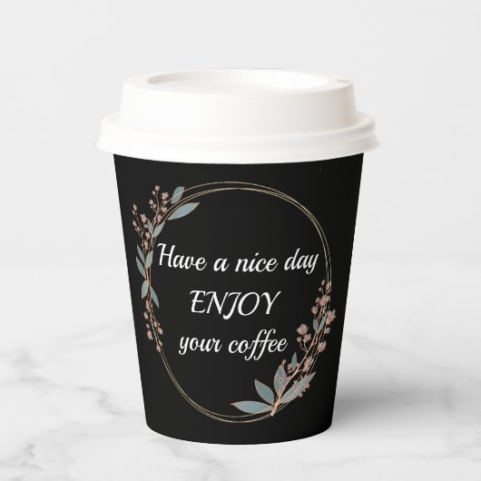 Persoonlijk bloemenframe met ochtendtekst papieren bekers (Voorkant)