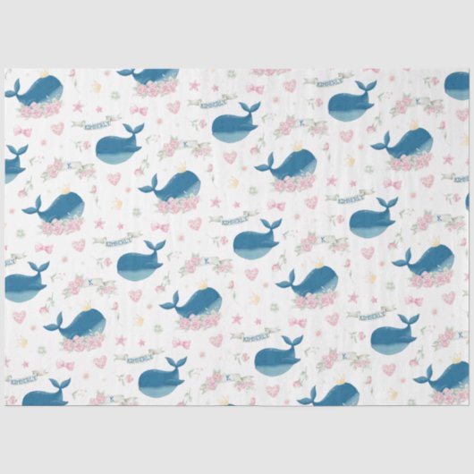 Persoonlijk Bloemengestileerde Walvis Tissuepapier (Voorkant)