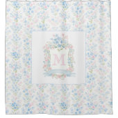 Persoonlijk bloemengordijn met monogram douchegord douchegordijn (Voorkant)