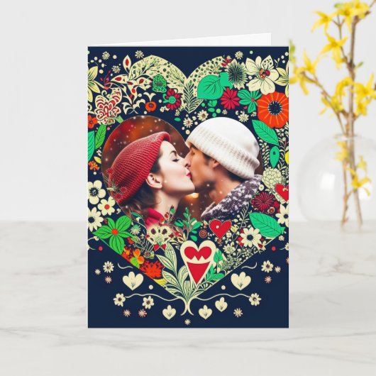 Persoonlijk bloemenhartframe Valentijnsdag Kaart (Gele Bloem)