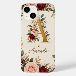 Persoonlijk bloemeninitiaalmonogram Case-Mate iPhone 14 hoesje