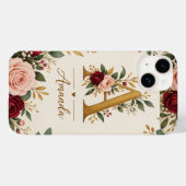 Persoonlijk bloemeninitiaalmonogram Case-Mate iPhone case (Achterkant (horizontaal))
