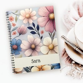 Persoonlijk bloemenspiralschrift notitieboek