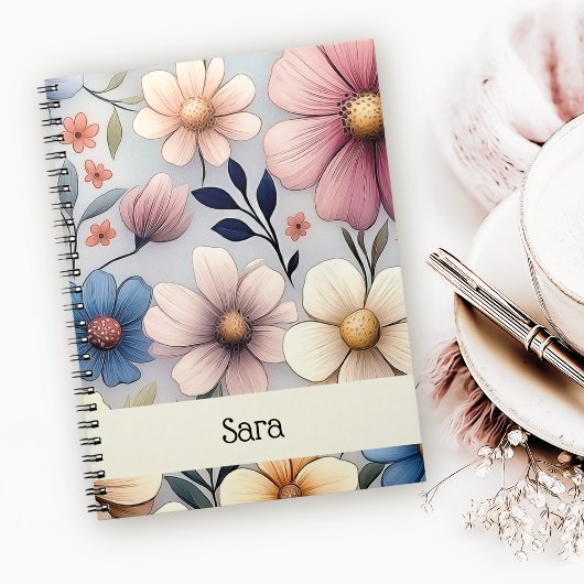Persoonlijk bloemenspiralschrift notitieboek