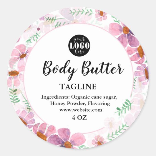 Persoonlijk bloemetiket op homemade ronde sticker (Voorkant)