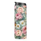 Persoonlijk bloemmotief behangpatroon thermosbeker (Geroteerd rechts)