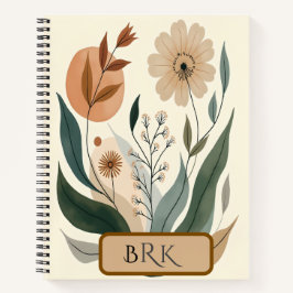 Persoonlijk bloemmotief monogram spiraalnotitieboe notitieboek