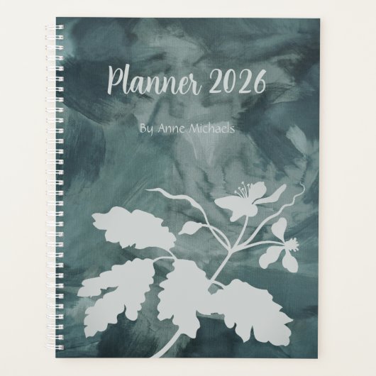 Persoonlijk bloemmotief teal plannernotitieboek planner (Voorkant)
