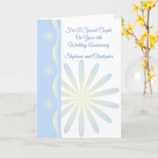 Persoonlijk bloemontwerp 8e huwelijksjubileum kaart (Gele Bloem)