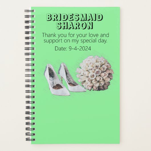 Persoonlijk bloemstuk bruidsmeisje cadeau planner (Voorkant)