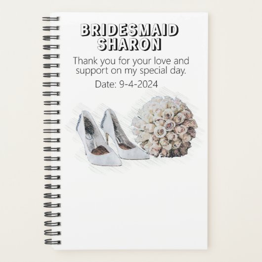 Persoonlijk bloemstuk bruidsmeisje cadeau planner (Voorkant)
