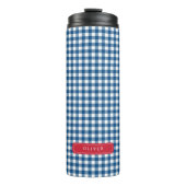 Persoonlijk Blue Gingham Monogram Thermosbeker (Voorkant)
