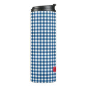Persoonlijk Blue Gingham Monogram Thermosbeker (Gedraaid links)