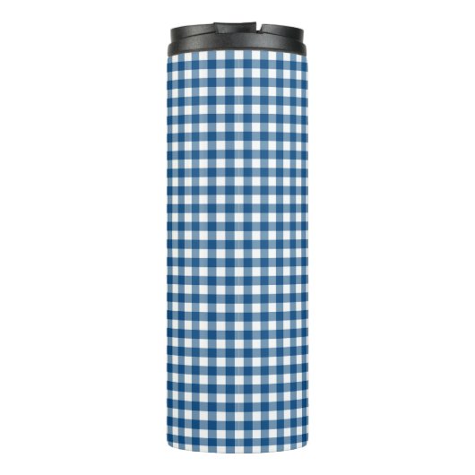 Persoonlijk Blue Gingham Monogram Thermosbeker (Achterkant)