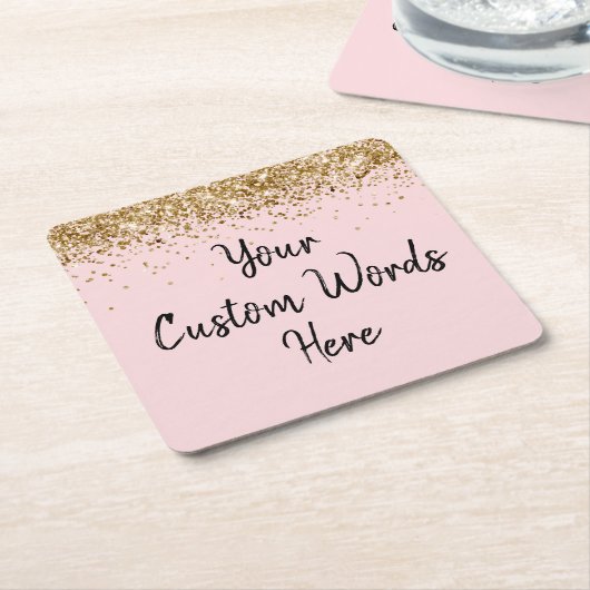 Persoonlijk Blush Pink Birthday Party Afstuderen Kartonnen Onderzetters (Schuin)