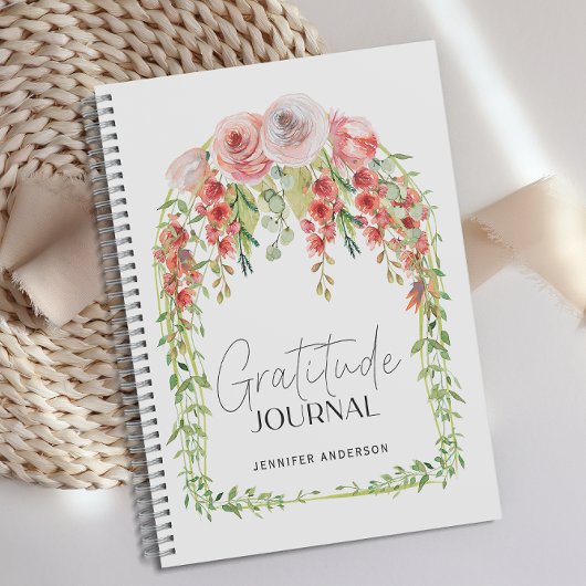 Persoonlijk Blush Rode Bloemen Dankbaarheidsdagboe Notitieboek