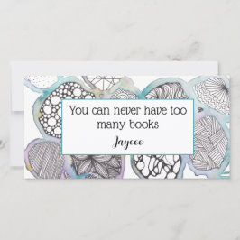 Persoonlijk boekenlegger, mixed media doodle kunst bedankkaart