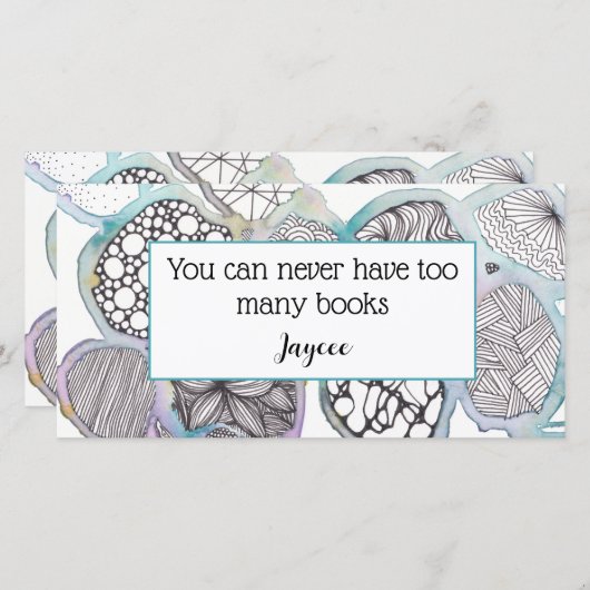 Persoonlijk boekenlegger, mixed media doodle kunst bedankkaart (Voorkant / Achterkant)