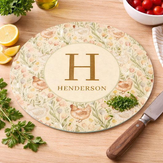 Persoonlijk Boerderij Monogram Glas Bord Snijplank