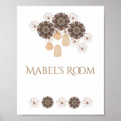Persoonlijk Boho Bloemen Meisjes Monogram Poster (Voorkant)